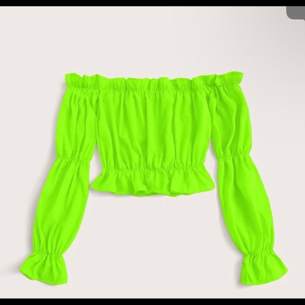 Lime green off the shoulder top